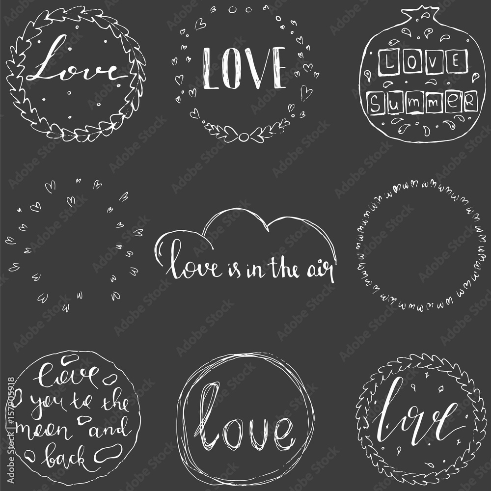 Vector set of 9 hand drawn circles. Logo design elements Vector set of 9 hand drawn circles. Logo design elements