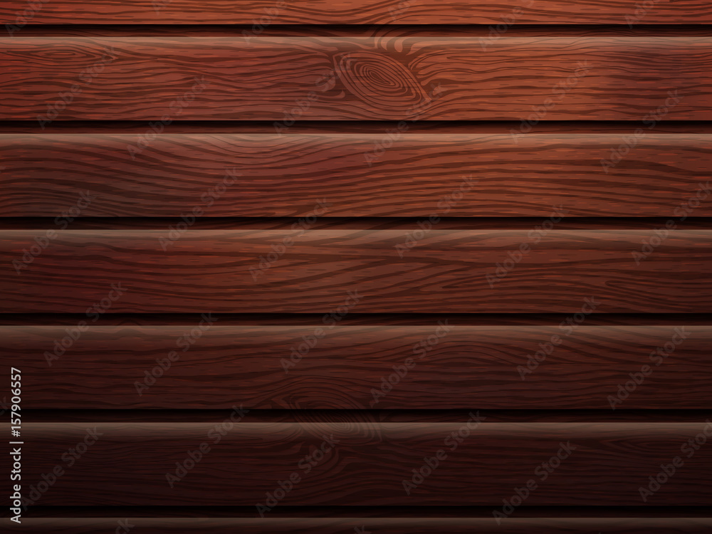 Obraz premium Wood texture. The wooden surface is dark brown in color. Vector illustration.