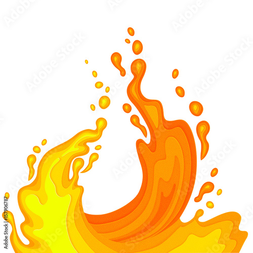 Orange juice splashes. Paper cut style. Applique. Paper, cloth. Vector illustration.