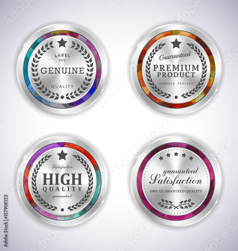 Set mosaic metal label shopping vector