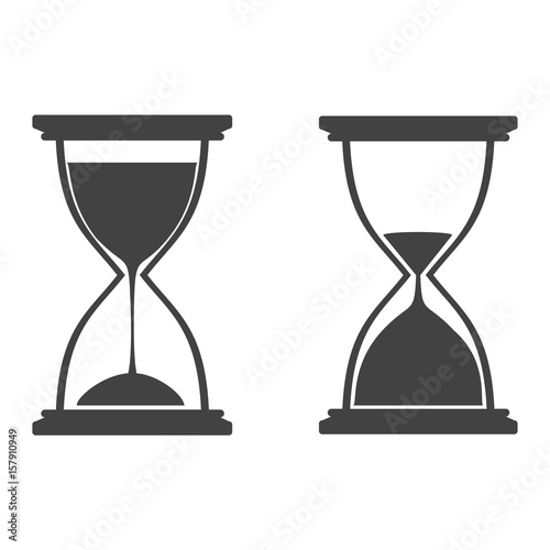 Two hourglasses set. Flat style icons. Vector illustration