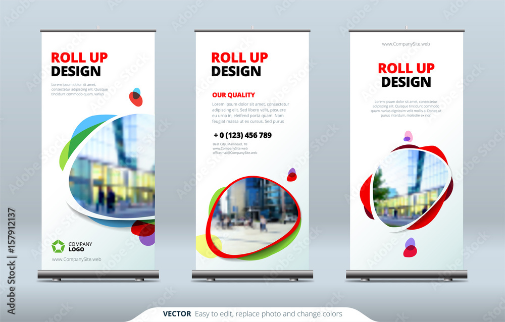 Business Roll Up Banner stand. Presentation concept. Abstract modern roll up  background. Vertical roll up template billboard, banner stand or flag  design layout. Poster for conference, forum, shop Stock Vector | Adobe