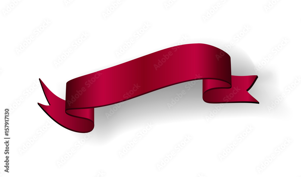Red satin empty ribbon. Blank banner. Design decoration ribbon element isolated on white background. Vintage retro banner style. Template guarantee product Vector illustration Red satin empty ribbon. Blank banner. Design decoration ribbon element isolated on white background. Vintage retro banner style. Template guarantee product Vector illustration