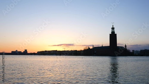 Wallpaper Mural Stockholm City Hall at sunset. Town Hall landmark, Sweden Torontodigital.ca