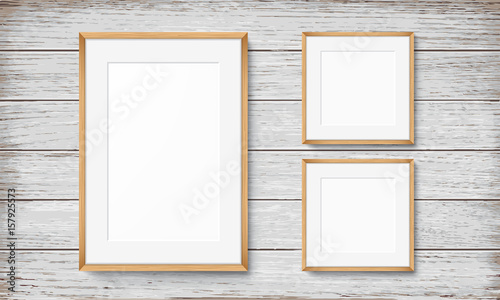 Set of frames on wooden background © Kazyavka