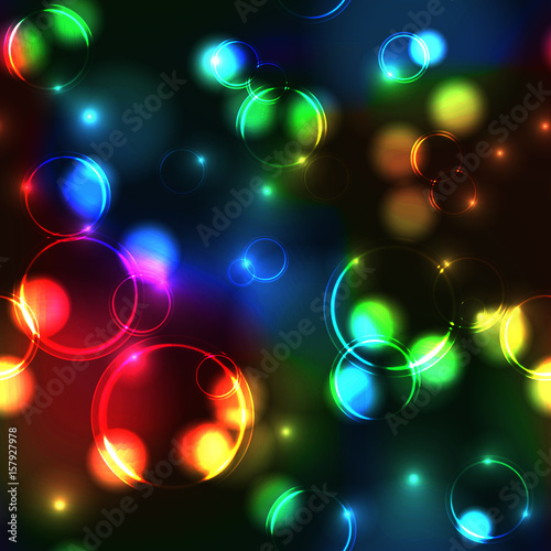 Neon rainbow bokeh effect seamless pattern