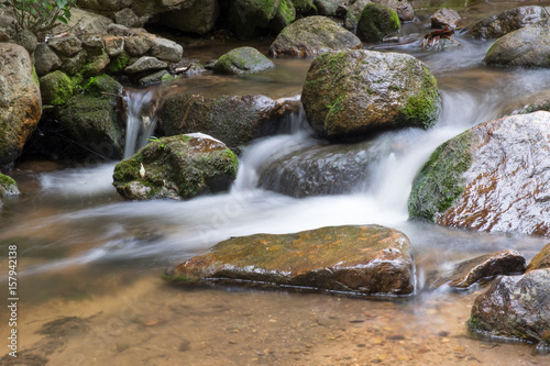 River flow over rock at Baan Mae Kam Pong, Chiangmai, Thailand