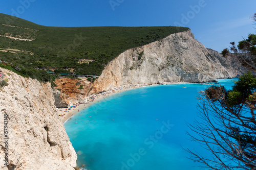 Amazing landscape of blue waters of Porto Katsiki Beach, Lefkada, Ionian Islands, Greece