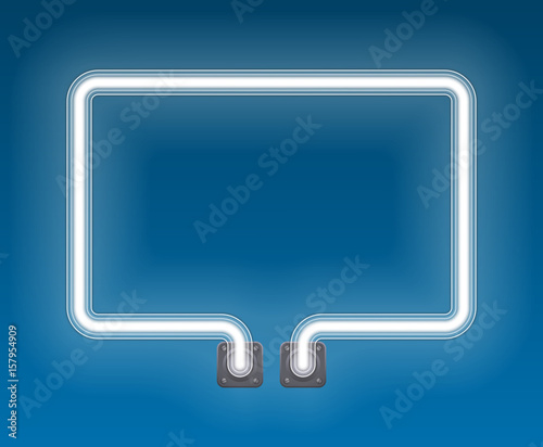 Neon light speech bubble message sign. Neon tube frame with glow effect. Vector illustration