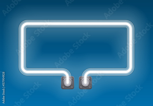 Neon light speech bubble message sign. Neon tube frame with glow effect. Vector illustration