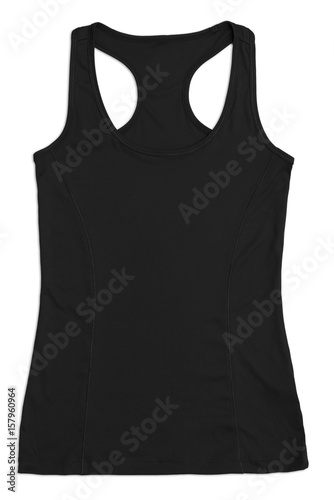 Canvas Print women's black racerback sports top, isolated on white backgorund