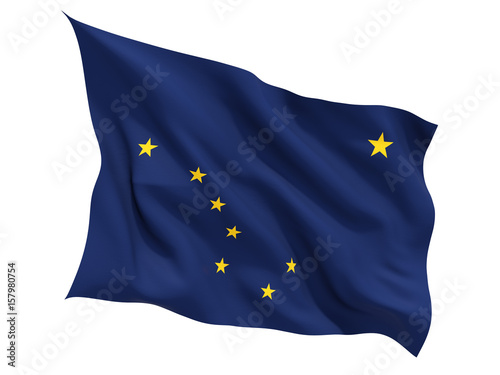 Flag of alaska, US state fluttering flag