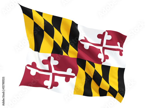 Flag of maryland, US state fluttering flag
