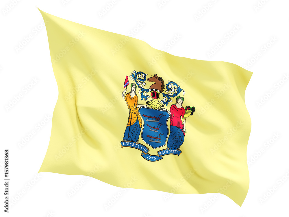 Flag of new jersey, US state fluttering flag