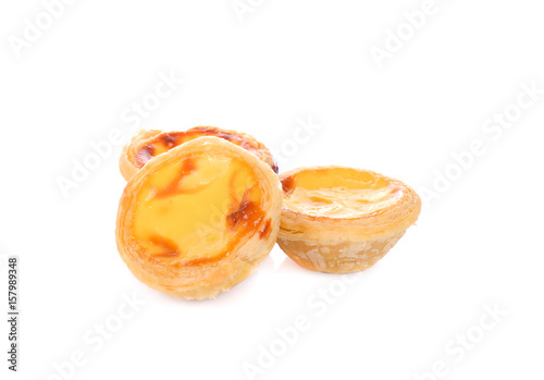 Egg tart on white background