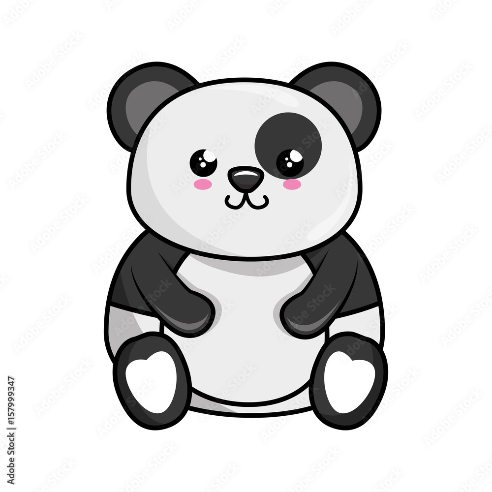 kawaii happy panda bear animal icon over white background. colorful design. vector illustration kawaii happy panda bear animal icon over white background. colorful design. vector illustration