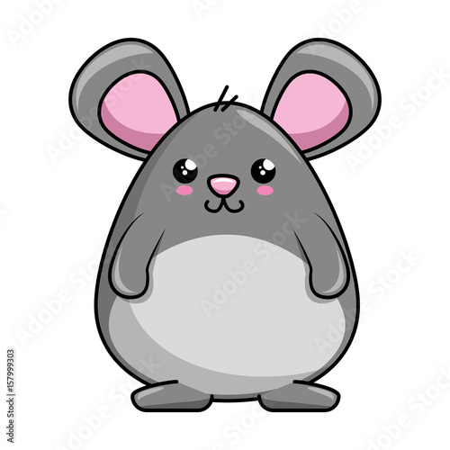 kawaii mouse animal icon over white background. colorful design. vector illustration