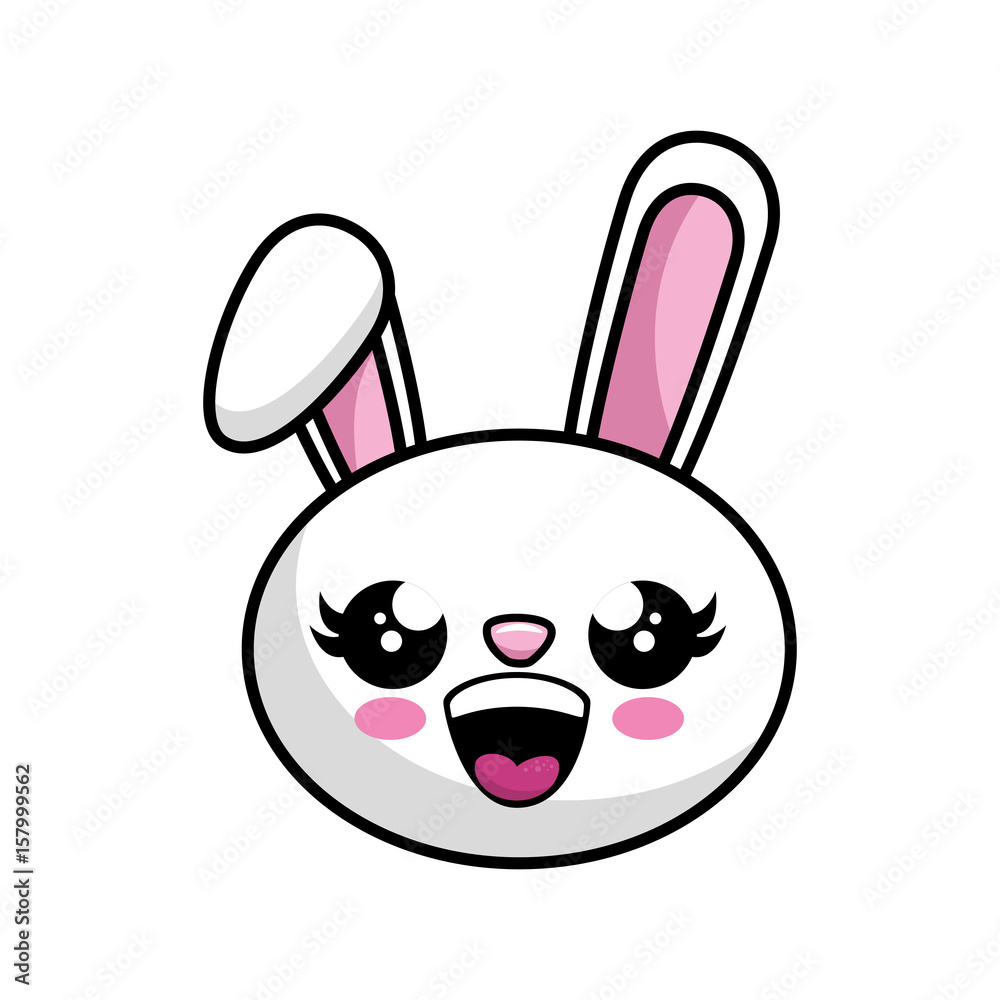 kawaii happy bunny animal icon over white background colorful design vector illustration kawaii happy bunny animal icon over white background colorful design vector illustration