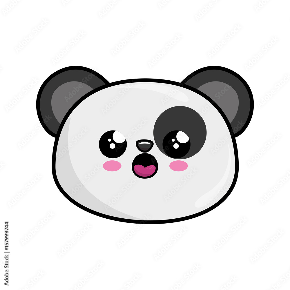 kawaii surprised panda bear animal icon over white background. colorful  design. vector illustration Stock Vector | Adobe Stock