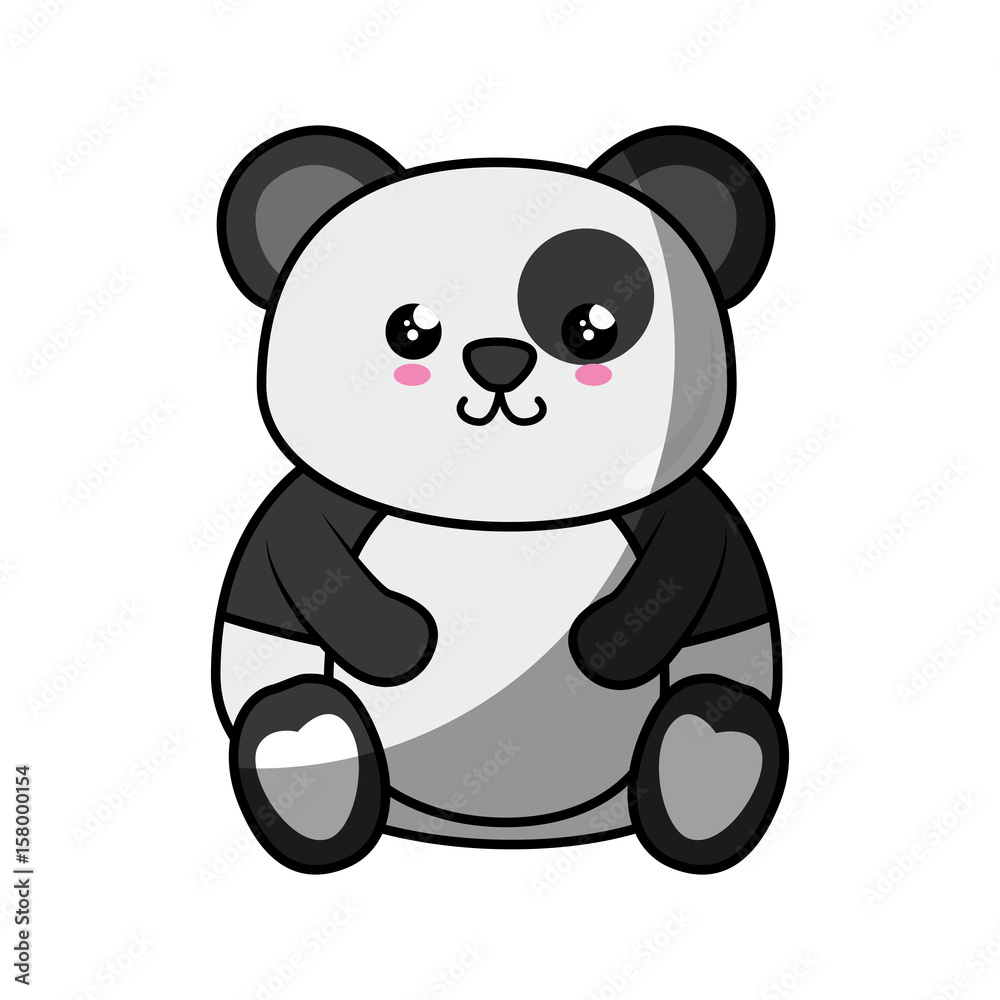 kawaii happy panda bear animal icon over white background. colorful design. vector illustration kawaii happy panda bear animal icon over white background. colorful design. vector illustration
