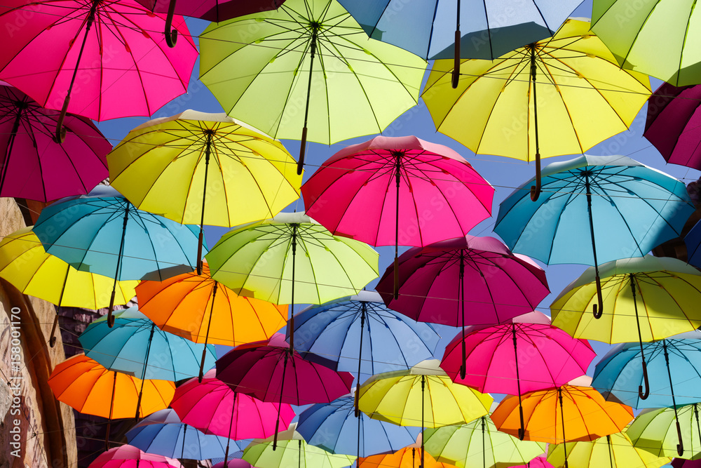 colorful umbrella on the sky