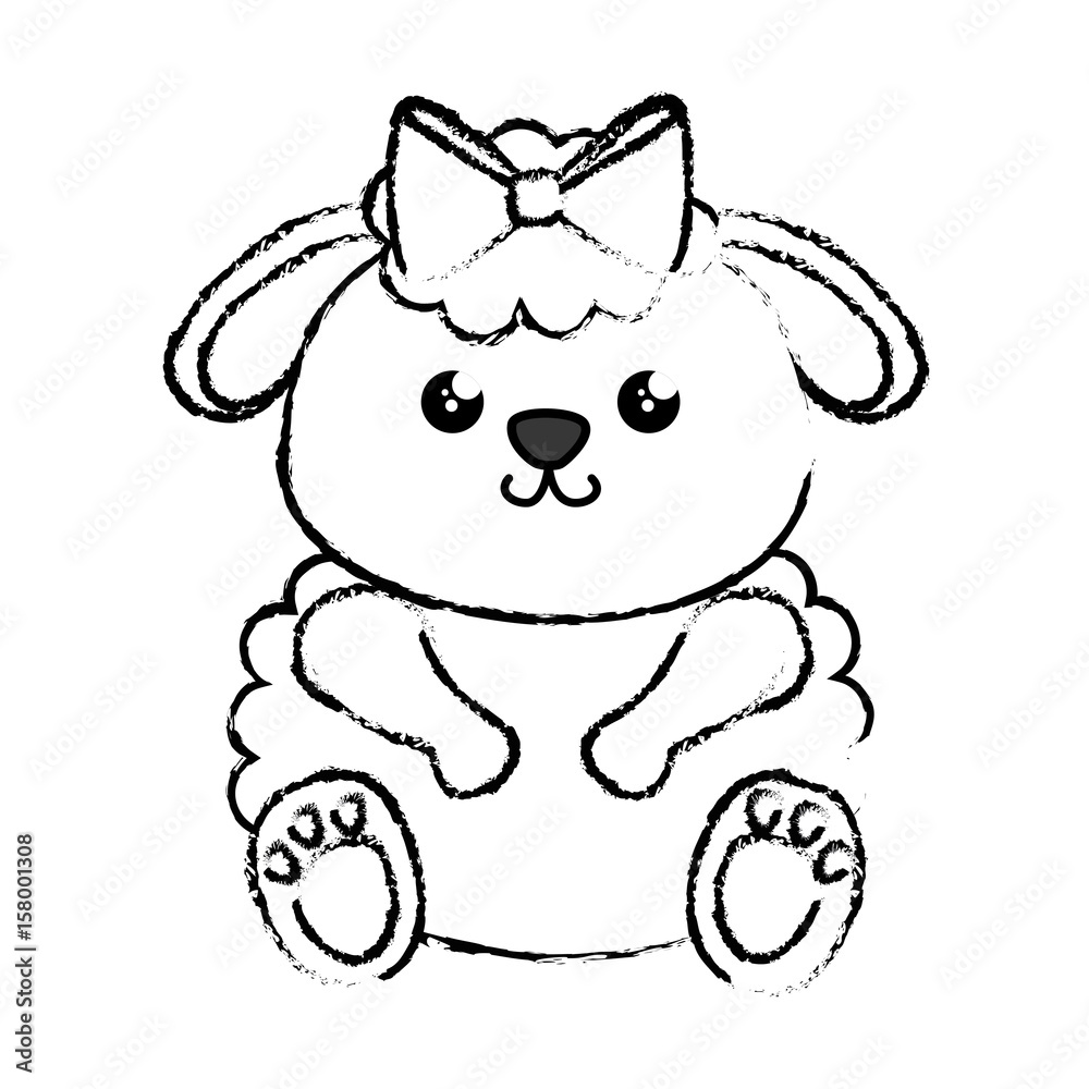 kawaii sheep animal icon over white background. vector illustration kawaii sheep animal icon over white background. vector illustration