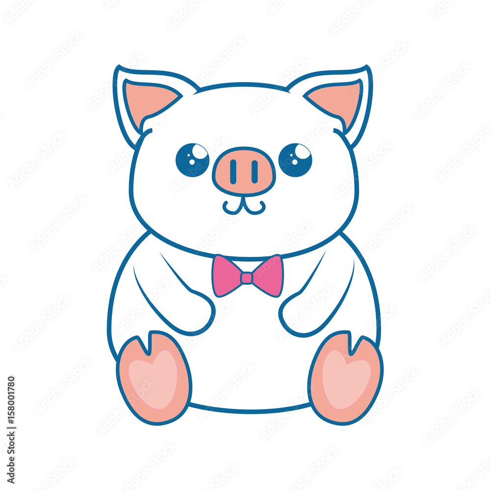 kawaii piggy animal icon over white background. vector illustration