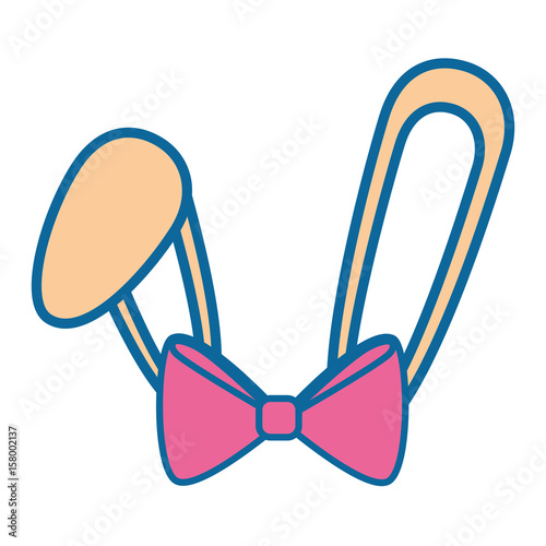 rabbit ears with decorative ribbon icon over white background. vector illustration