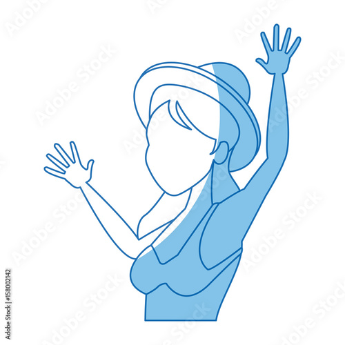 excited woman funny cheerful character image vector illustration