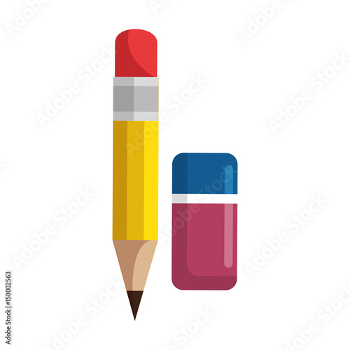 pencil and eraser icon over white background vector illustration