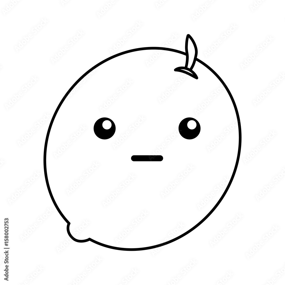 cute kawaii line icon lemon cartoon vector graphic design