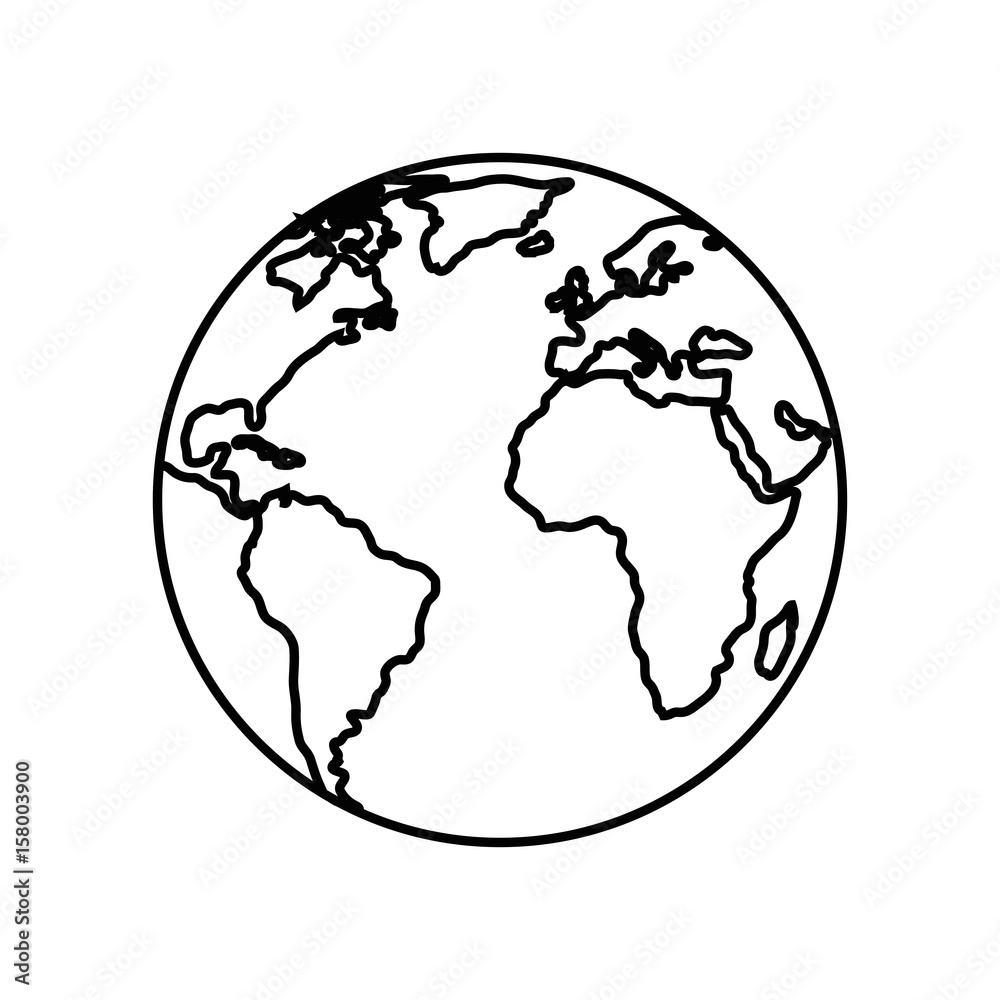 planet earth icon over white background vector illustration