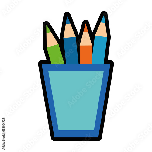 cup with colors pencils icon over white background. vector illustration