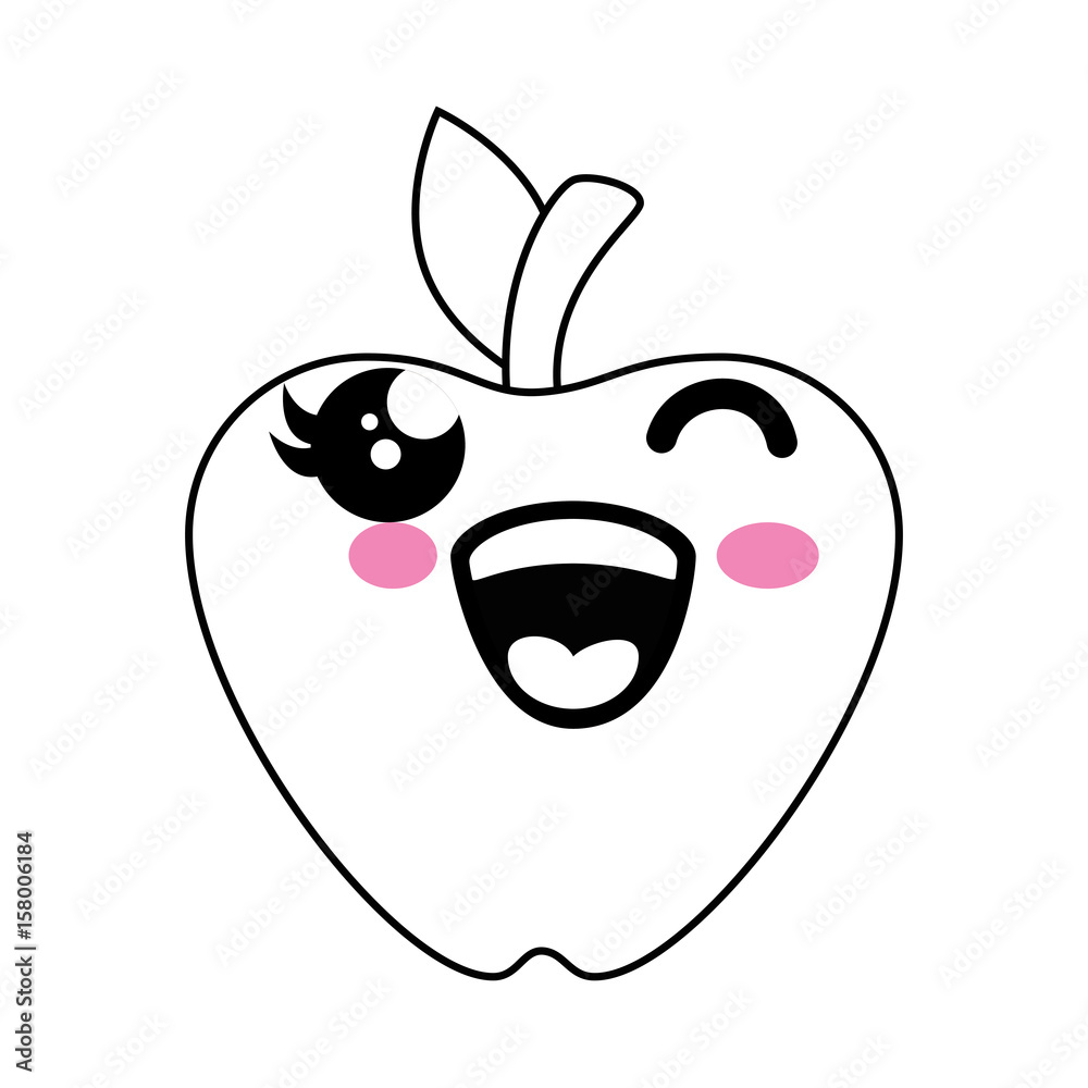 Naklejka premium Apple kawaii cartoon icon vector illustration graphic design