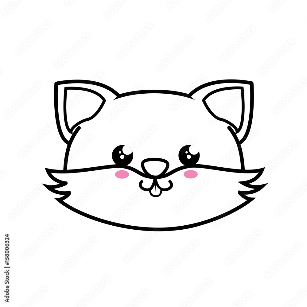 Fox kawaii cartoon icon vector illustration graphic design