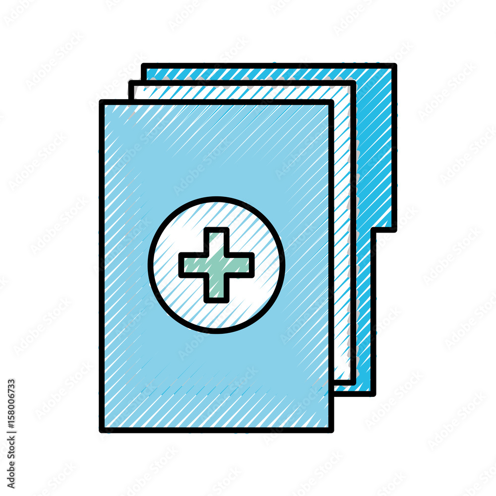 Obraz premium scribble blue medical history folder vector graphic design