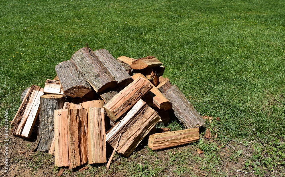 Pile of split cedar firewood Stock Photo | Adobe Stock