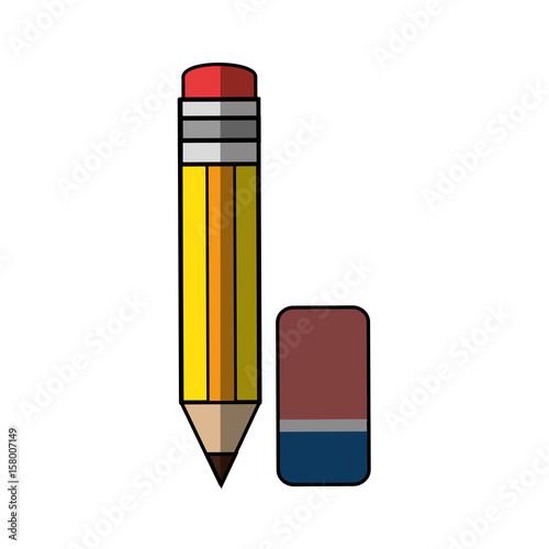 Pencil with eraser icon vector illustration graphic design