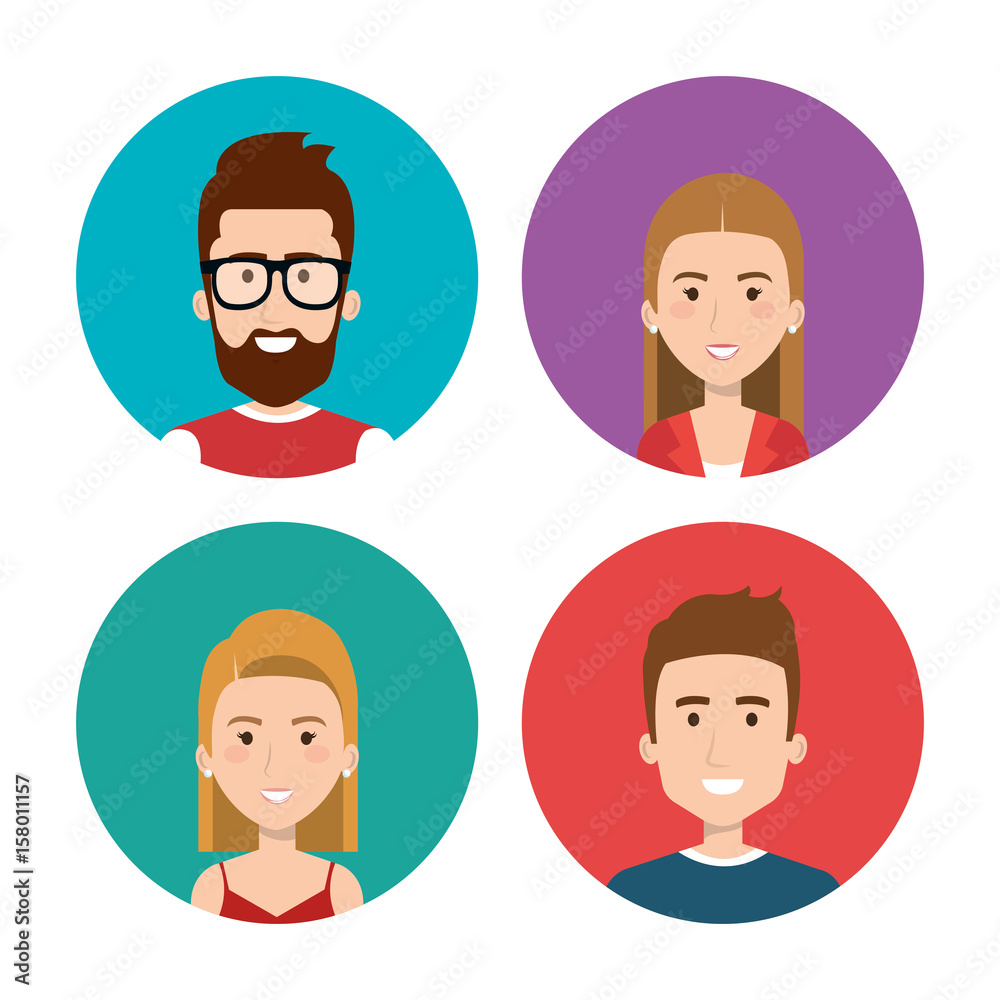 Set of colorful people icons over white background. Vector illustration. Set of colorful people icons over white background. Vector illustration.