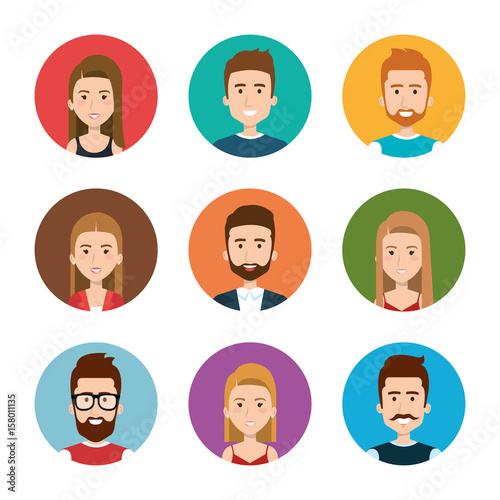 Set of colorful people icons over white background. Vector illustration. © Gstudio