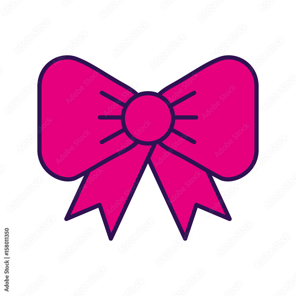 cute fuchsia bow cartoon vector graphic design
