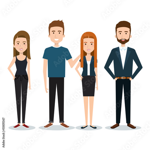 Stading people over white background. Vector illustration.