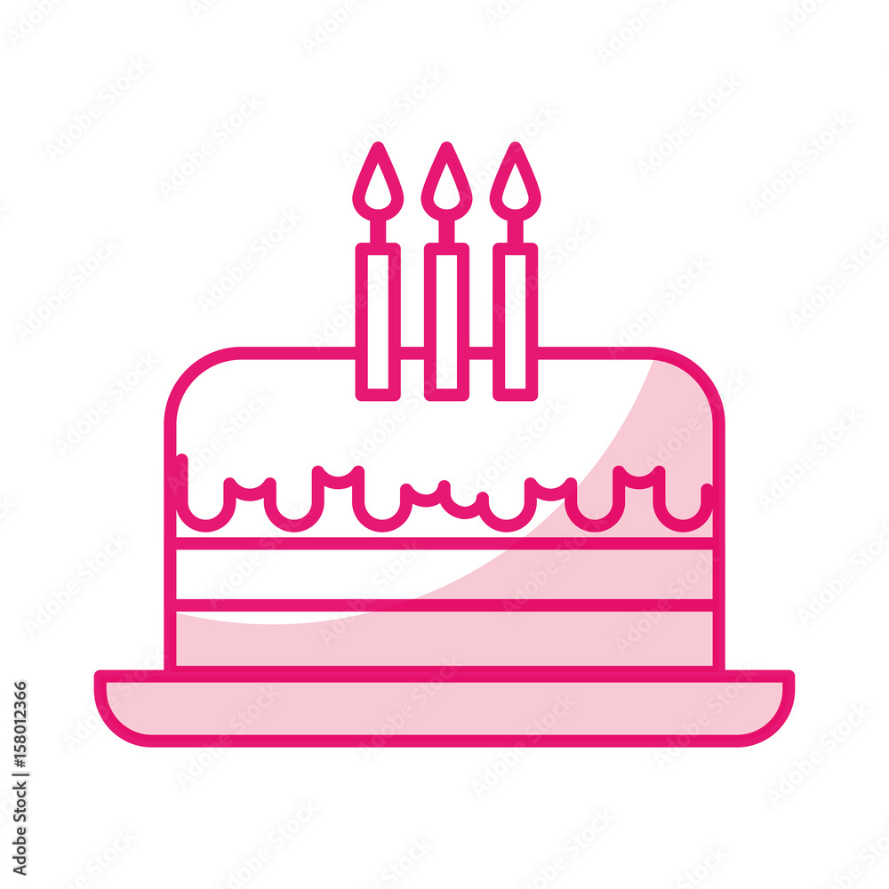 cute shadow birthday cake cartoon vector graphic design