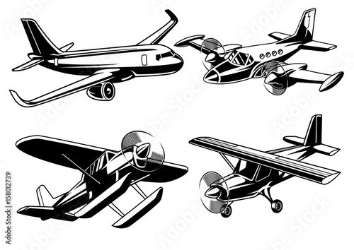 collection of modern airplane