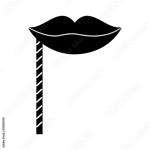 black icon cute party booth props lips vector graphic design
