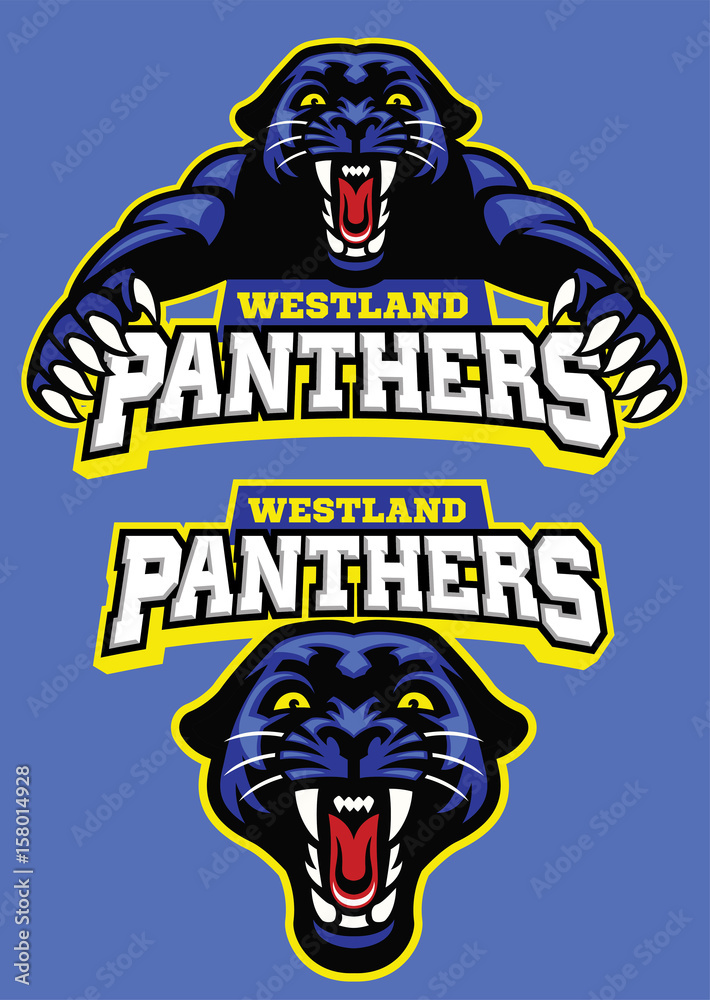 set of black panther mascot