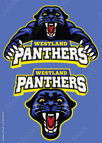set of black panther mascot