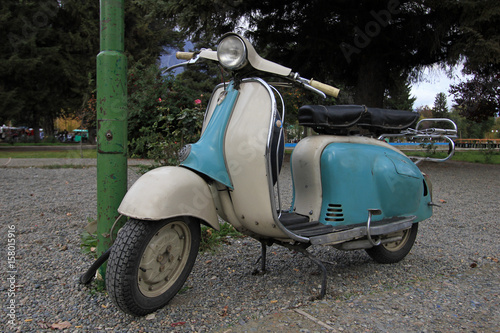 Blue Vintage scooter in El Bolson, Argentina