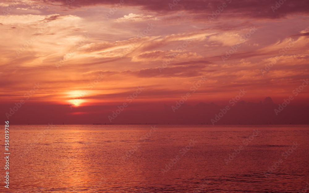 sunset sky with twilight on the beach Background.