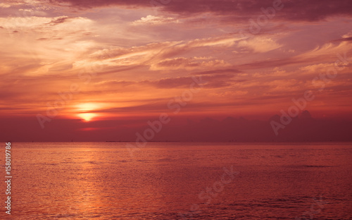 sunset sky with twilight on the beach Background.